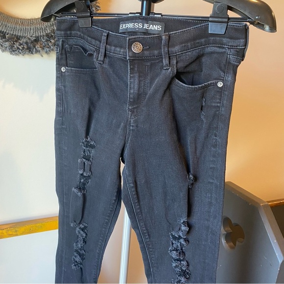 Express Black Distressed Jeans - Picture 2 of 6